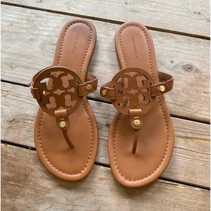 Tory Burch “Miller” Sandal Rusty Brown leather size 7-1/2